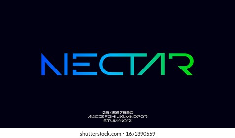 Nectar, an abstract technology futuristic alphabet font. digital space typography vector illustration design