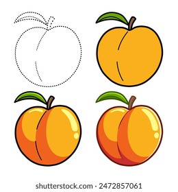 nectarine set illustration. You can use it for children books, web design, posters, campaigns, and many more. Can be easily resized and change colors of each and every shape as required.