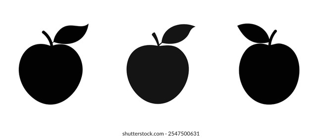 Nectarine Silhouette Set Vector Design