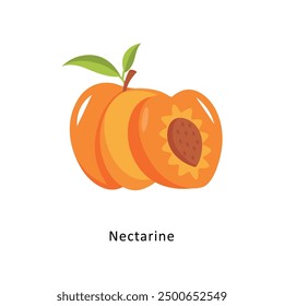 Nectarine Vector Flat Icon Design illustration Symbol on White background EPS 10 File