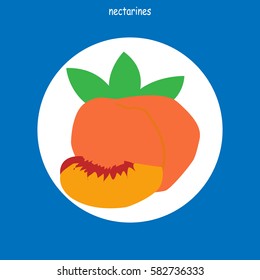 Nectarines. Icon fruit, symbol, logo.