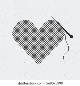 neddle and heart shape icon over white background. vector illustration