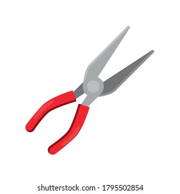 neddle nose pliers tool flat style icon vector illustration design