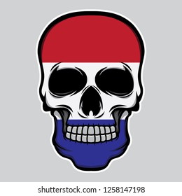 nederland flag head skull, vector EPS 10