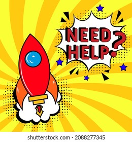 Need help? in comic pop art style. Need help? brainy game word. Comic book explosion with text Need help? Vector bright cartoon illustration in retro pop art style. 