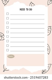 Need to do list with cute leaf background