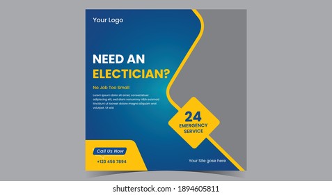 Need an electrician poster, Electrician social media post and flyer