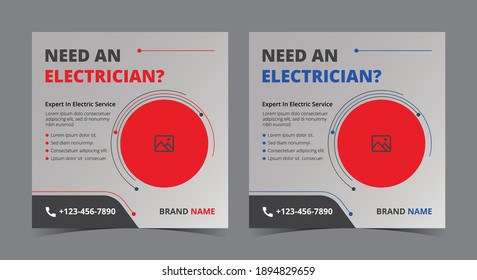 Need an electrician poster, Electrician social media post and flyer