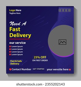 need a first delivery service company social media poster template flayer service flayer squer poster advertise ment, free, new, promotion business ads delivery service post offer 
