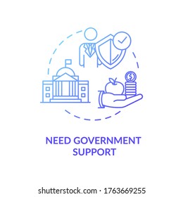 Need government support concept icon. People financial support thin line illustration. Social security. Money deposit. Community service. Vector isolated outline RGB color drawing