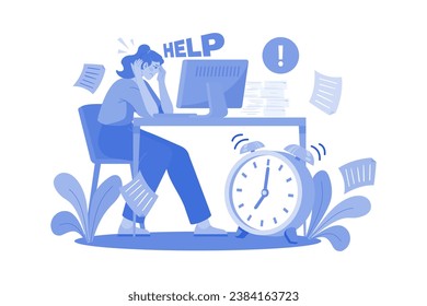 Need Help Illustration concept on a white background