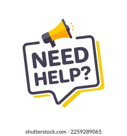 Need Help Megaphone Marketing Advert Label