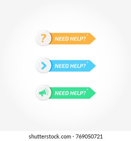 Need Help Question Banners Buttons Icons Set
