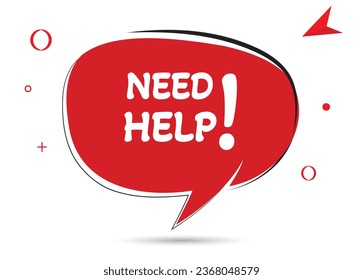 Need Help speech bubble text. Hi There on bright color for Sticker, Banner and Poster. vector illustration.
