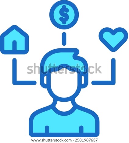 Need Icon Blue Color Vector Illustration