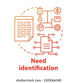 Need Identification Concept Icon. Market And Consumer Analysis. Business Plan. Strategic Project Management Idea Thin Line Illustration. Vector Isolated Outline Drawing