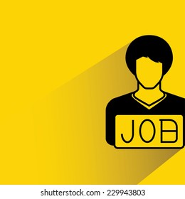 need job on yellow background, flat and shadow theme