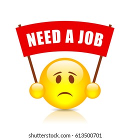Need a job red banner on white background