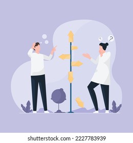 Need to make a decision, Decide on the right way or another option, Choose the best shortcut to success in your chosen way, Concept  thinking, Decision, alternative
