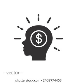 need in money icon, intrinsic motivation, financial motives, flat symbol - vector illustration