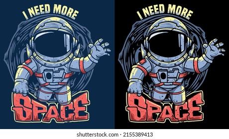 I Need More Space Astronaut tattoo art and design in lotus position