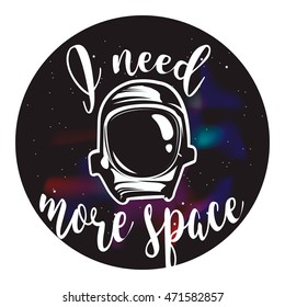 I need more space lettering with astronaut helmet / spacesuit inside the round star background