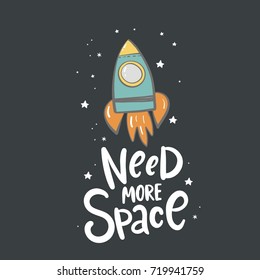 Need more space lettering. Cartoon vector poster design