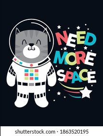 Need more space typography flat design with bicycle illustration vector