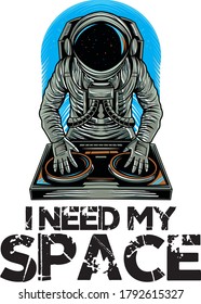 i need my space vector & illustrator with astronauts with music for poster & t shirt