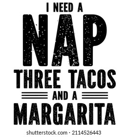 
Necesito una siesta 3 tacos y una Margarita

Cotización vectorial de tendencia sobre fondo blanco para camiseta, taza, pegatinas, etc.
