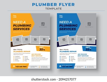 Need A Plumbing Services, Plumber Service Flyer Template, Handyman and Plumber Services Flyer