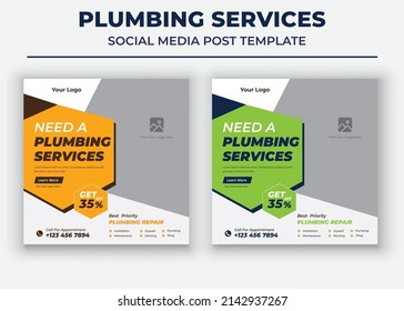 Need A Plumbing Services, Plumber Service Social Media Template