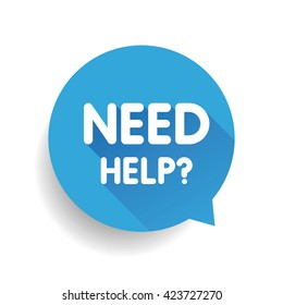 Need Help? (question Icon) Speech Bubble Vector Blue