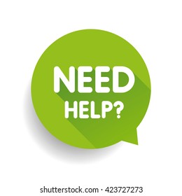 Need Help? (question Icon) Speech Bubble Vector Green