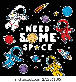 Need Some Space Cute Astronauts and Planets Sticker Collection 