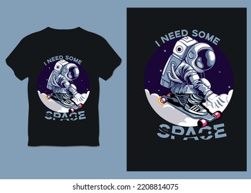 Necesito algo de espacio con el diseño de astronauta vector y camiseta cielo en camiseta vector y fondo de forma