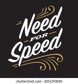 Need for speed custom hotrod lettering. Vector illustration fancy, ornate retro style script lettering with pinstripe swashes and ornaments. Perfect for motorcycle or custom car.