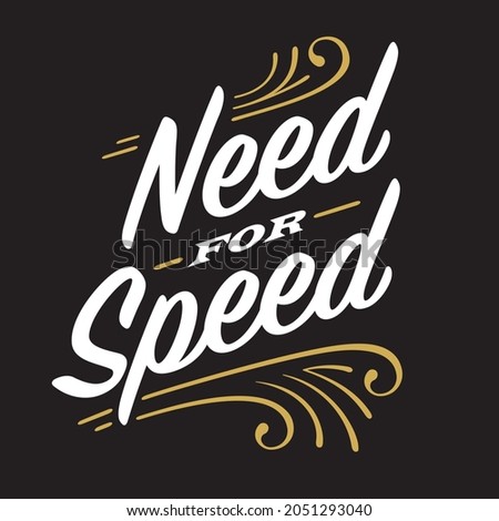 Need for speed custom hotrod lettering. Vector illustration fancy, ornate retro style script lettering with pinstripe swashes and ornaments. Perfect for motorcycle or custom car.