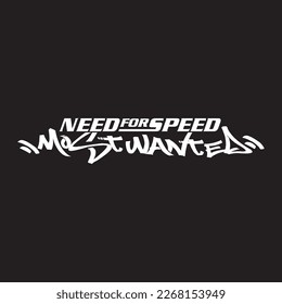 need for speed most wanted word typography vector