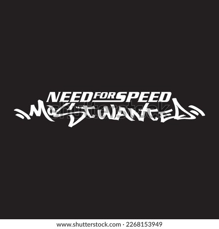 need for speed most wanted word typography vector