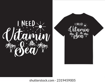 Ich brauche Vitamin Sea Theme Typografie T-Shirt Design