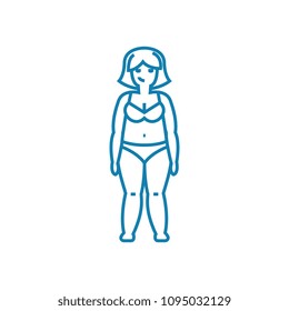 Need for weight loss linear icon concept. Need for weight loss line vector sign, symbol, illustration.