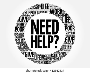 Need help? word cloud collage, concept background
