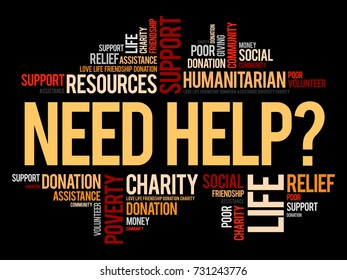 Need help? word cloud collage, concept background