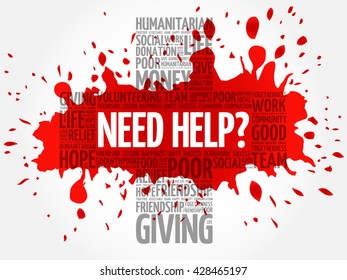 Need help? word cloud collage, cross concept