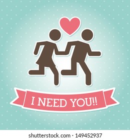 i need you over blue background vector illustration 