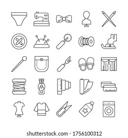 needdles and sewing icon set over white background, line style, vector illustration