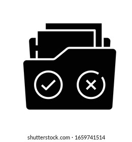 Icono negro de carpeta necesaria, ilustración conceptual, símbolo plano vectorial, signo de glifo.