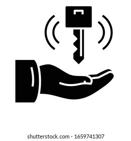Needful key black icon, concept illustration, vector flat symbol, glyph sign.