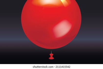 Needle Is About To Burst The Red Ball. The Easiest Way To Get Rid Of The Concept Of Problems, Debt, Stress. Black Background. Copy Space.